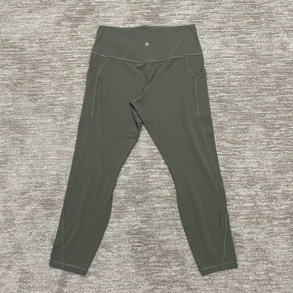 Lululemon Leggings Womens 12 Dark Green High Rise Pockets Yoga Pants Athletic - Picture 4 of 11